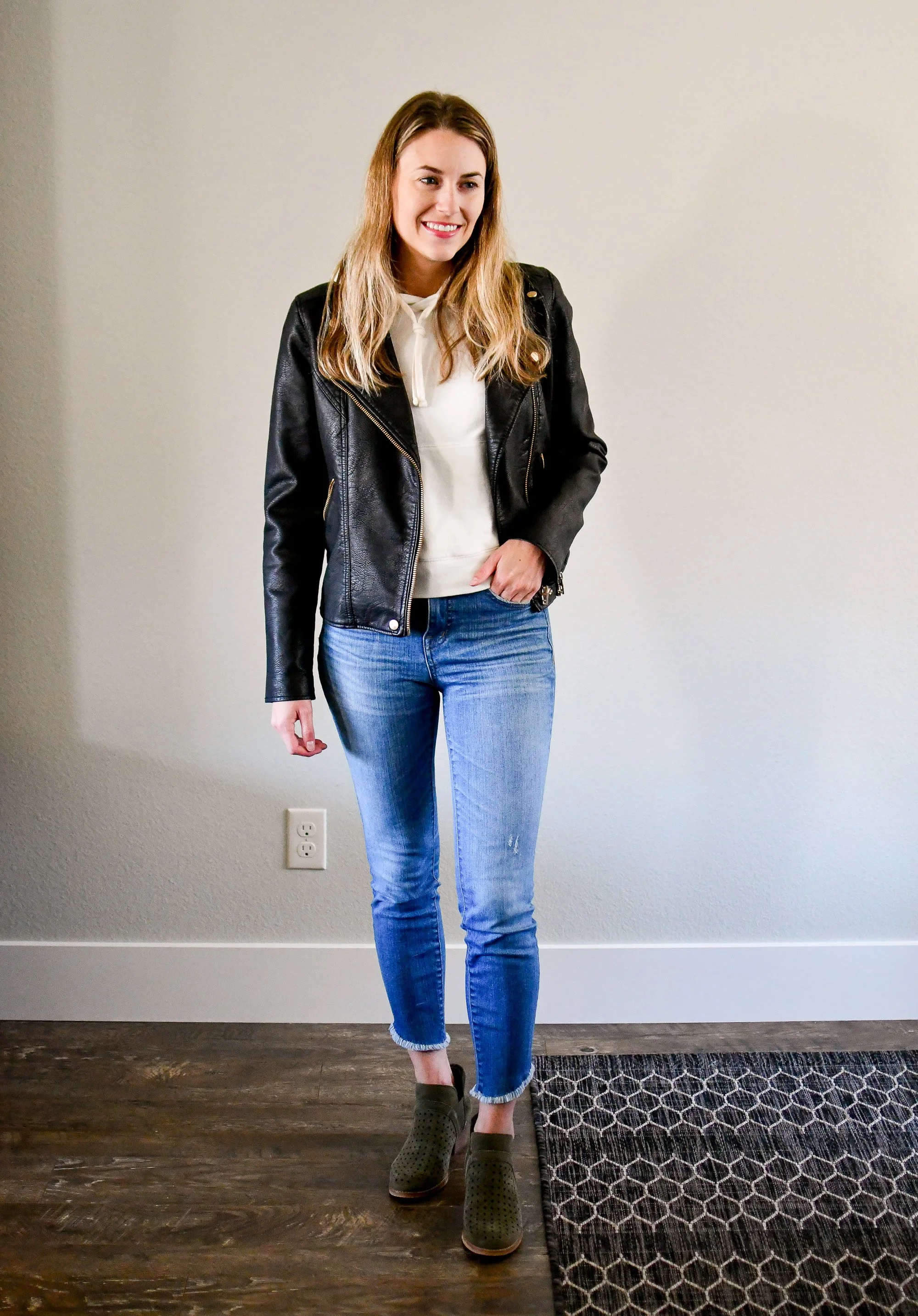 How to style a faux leather moto jacket 14 outfit ideas